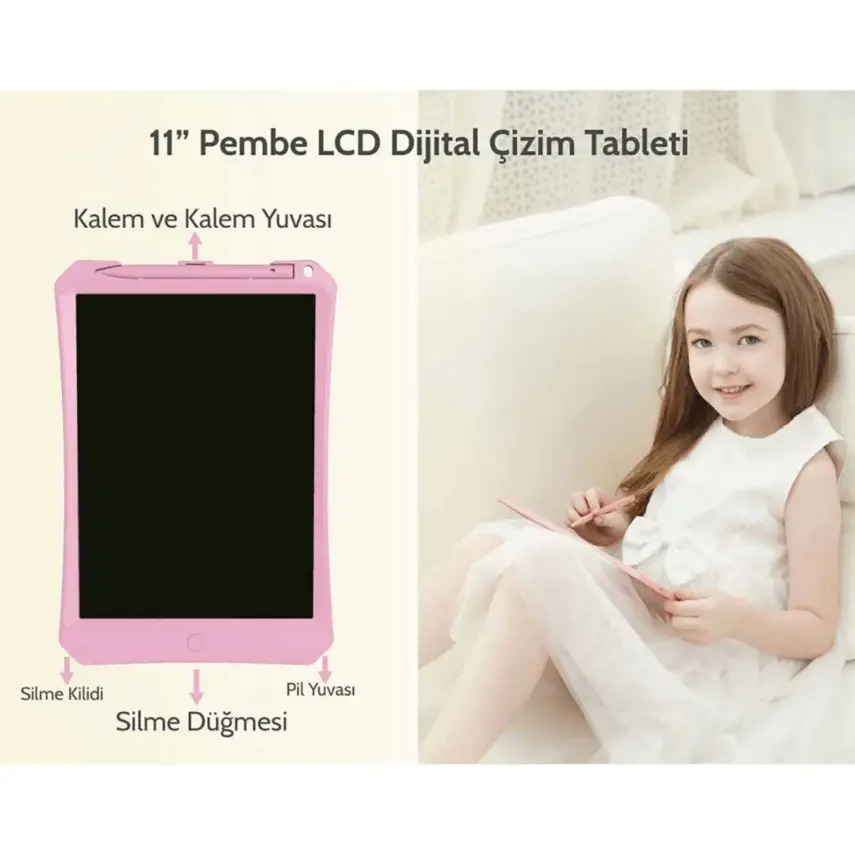 Wicue LCD Dijital Çizim Tableti 11" Pembe - 5