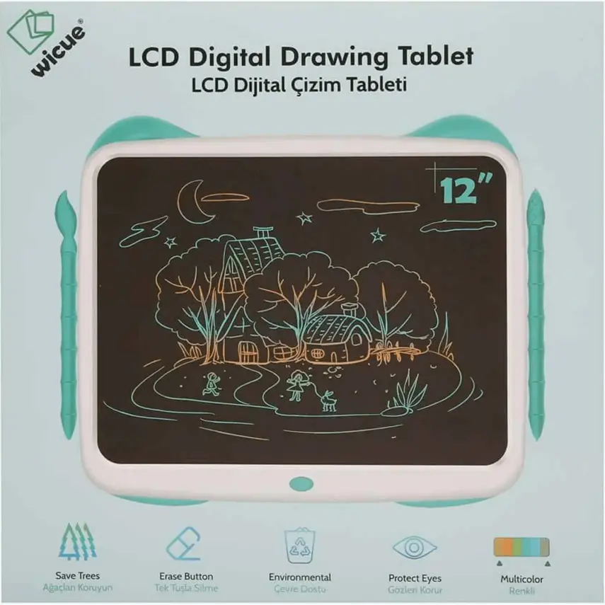 Wicue LCD Dijital Çizim Tableti Renkli 12'' Mavi - 8