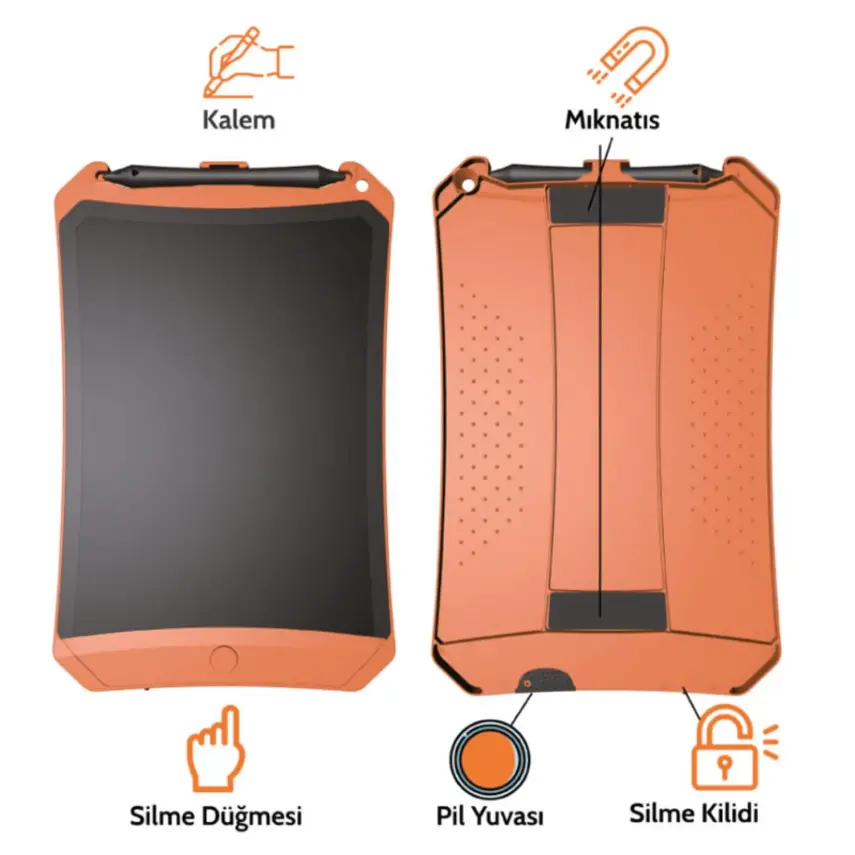 Wicue LCD Dijital Mıknatıslı Renkli Çizim Tableti 8,5" Turuncu - 5