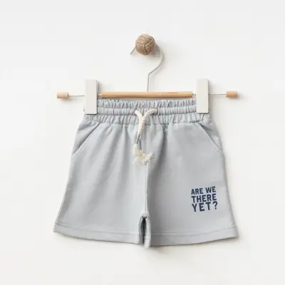Winimo Are We There Yet Baskılı Çocuk Şort Unisex Boyalı Gri