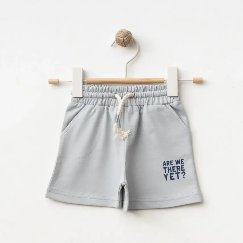 Winimo Are We There Yet Baskılı Çocuk Şort Unisex Boyalı Gri - 1
