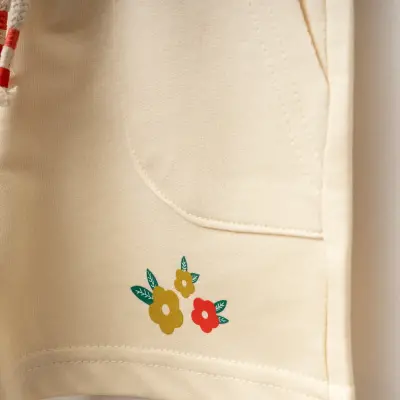 Winimo Çiçek Baskılı Kız Bebek Şort Krem - 2