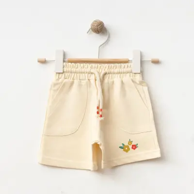 Winimo Çiçek Baskılı Kız Bebek Şort Krem 