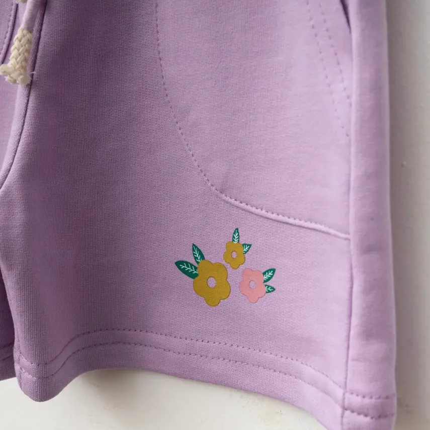 Winimo Çiçek Baskılı Kız Bebek Şort Lila - 5
