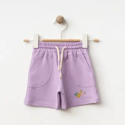 Winimo Çiçek Baskılı Kız Bebek Şort Lila - 4