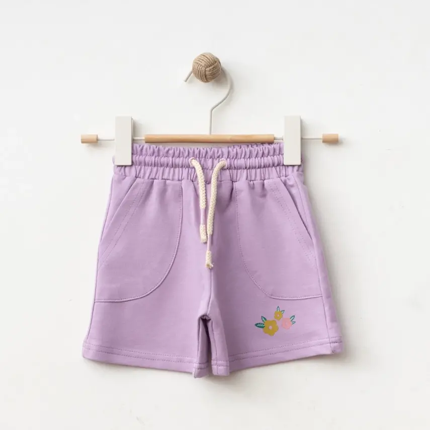 Winimo Çiçek Baskılı Kız Bebek Şort Lila - 4