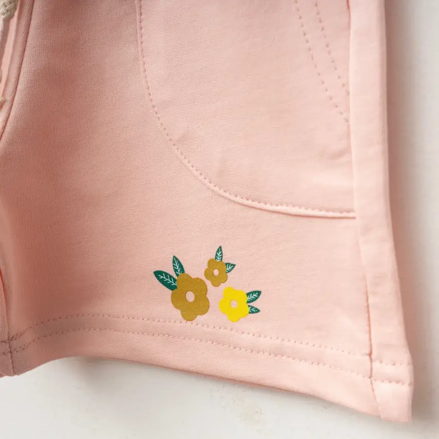Winimo Çiçek Baskılı Kız Bebek Şort Pudra - 2