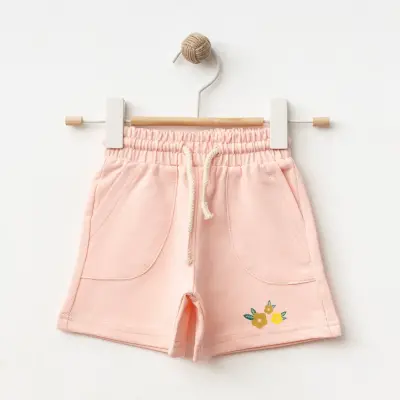 Winimo Çiçek Baskılı Kız Bebek Şort Pudra - 4