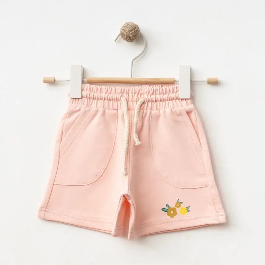 Winimo Çiçek Baskılı Kız Bebek Şort Pudra - 4