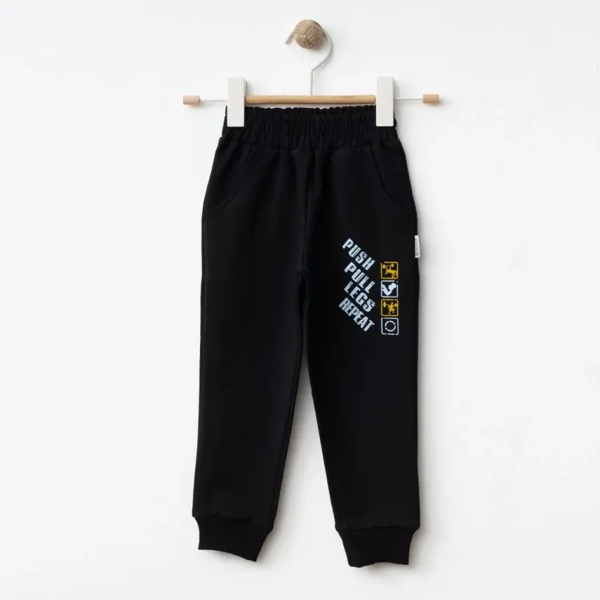 Winimo Erkek Çocuk Eşofman Altı Push Pull Baskılı Siyah - 1