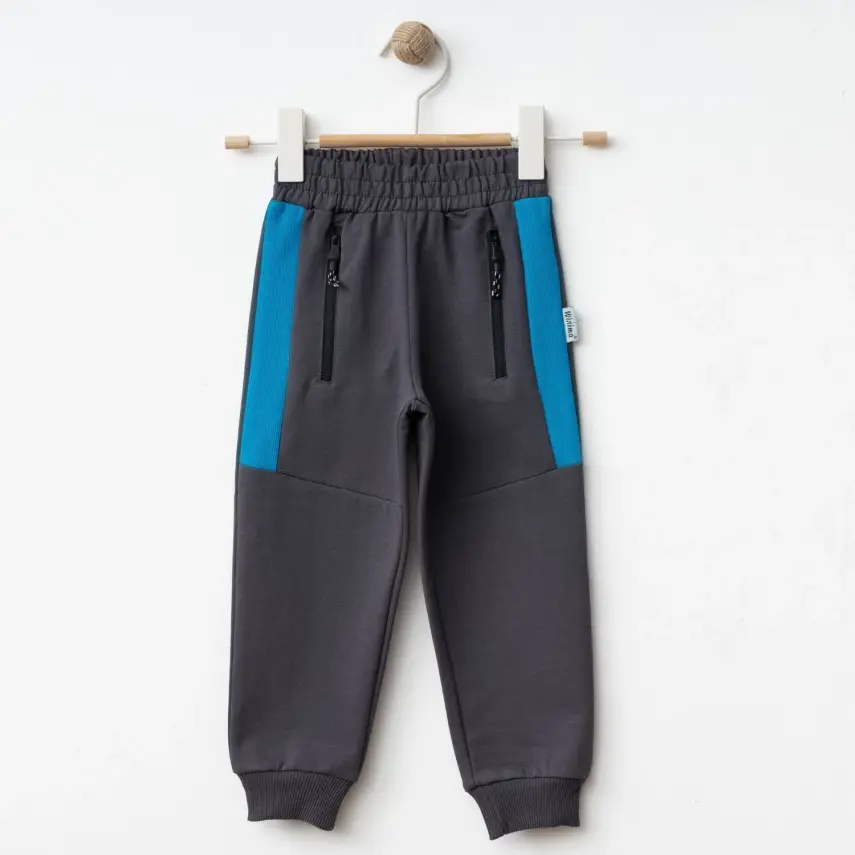 Winimo Erkek Çocuk Eşofman Altı Yan Parçalı Fermuarlı Füme - 1