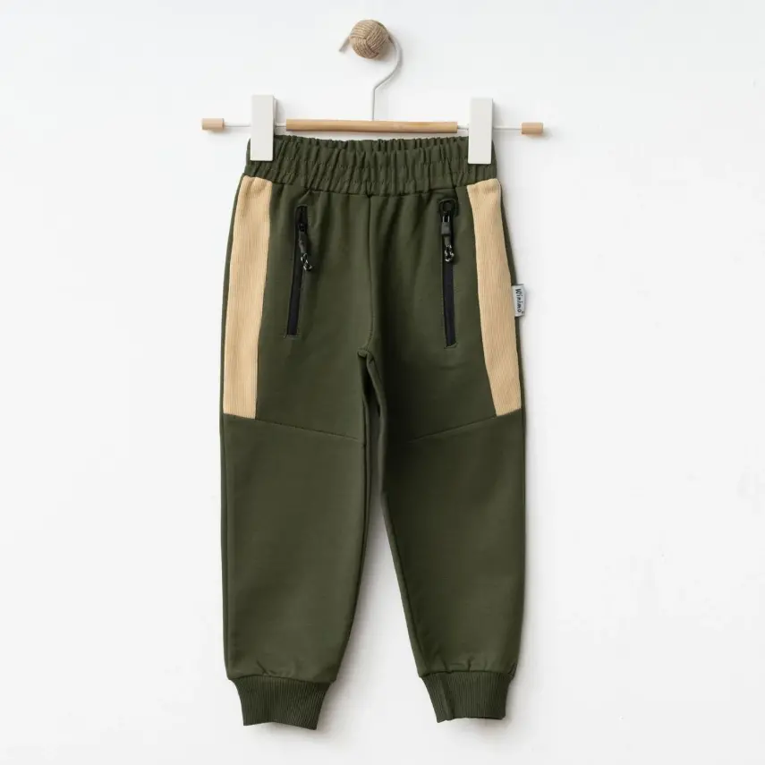 Winimo Erkek Çocuk Eşofman Altı Yan Parçalı Fermuarlı Haki - 1