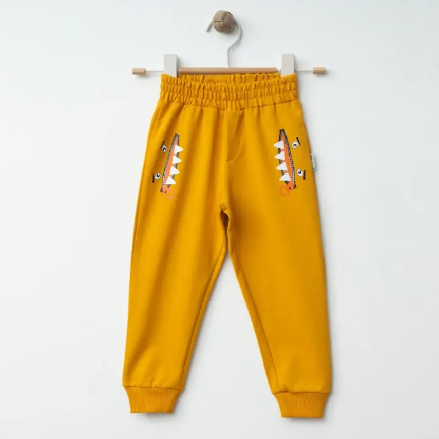 Winimo Erkek Eşofman Altı Canavar Baskılı Hardal - 4