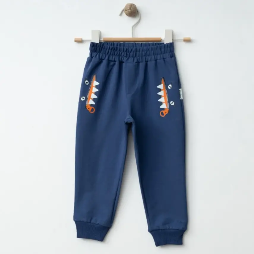 Winimo Erkek Eşofman Altı Canavar Baskılı İndigo - 11