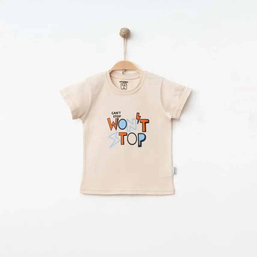 Winimo Erkek T-Shirt Wontstop Baskılı Bej - 1