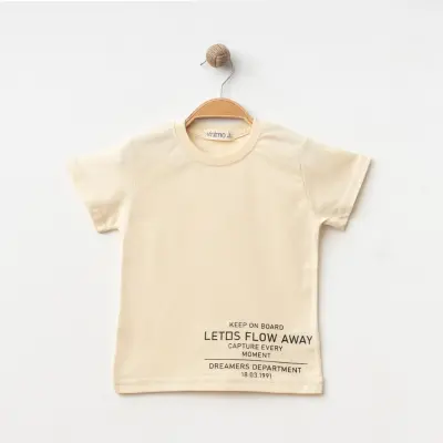 Winimo Keep On Board Baskılı Çocuk T-Shirt Unisex Krem 