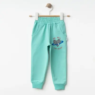 Winimo Kız Çocuk Eşofman Altı Girl Rule Baskılı Açık Yeşil