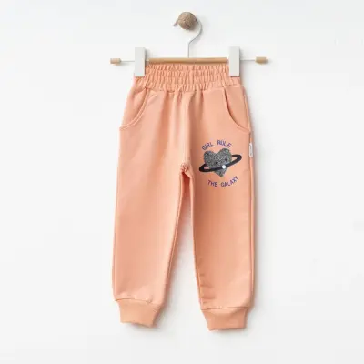 Winimo Kız Çocuk Eşofman Altı Girl Rule Baskılı Pudra