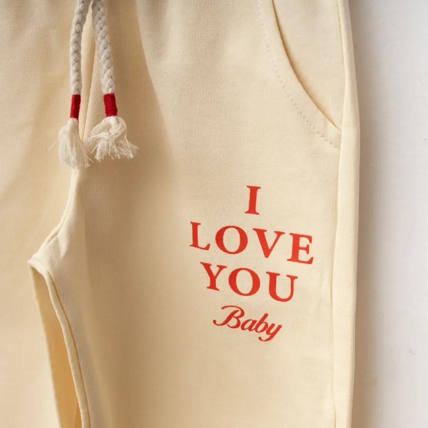 Winimo Kız Çocuk Eşofman Altı I Love You Baskılı Bej - 3