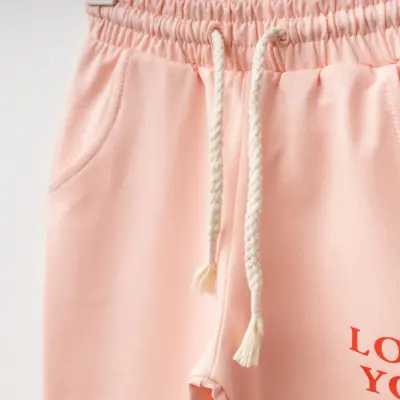 Winimo Kız Çocuk Eşofman Altı I Love You Baskılı Pudra - 2