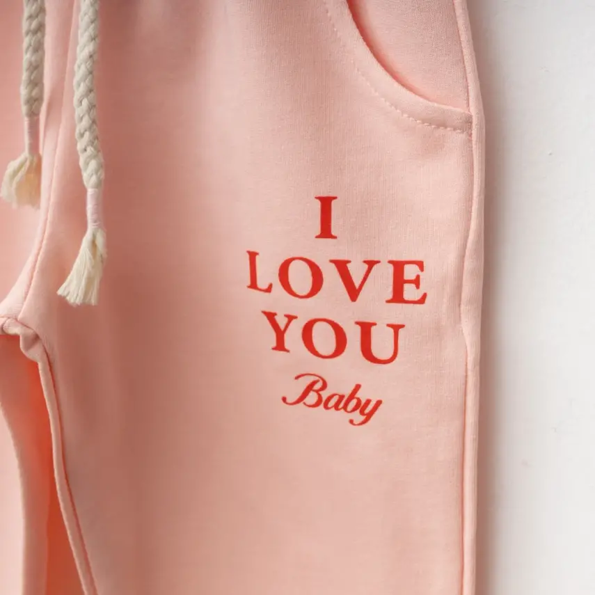 Winimo Kız Çocuk Eşofman Altı I Love You Baskılı Pudra - 3