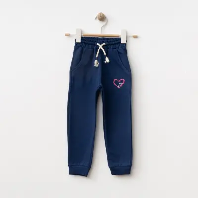 Winimo Kız Çocuk Eşofman Altı Kalpli Kedi Baskılı Lacivert - 6