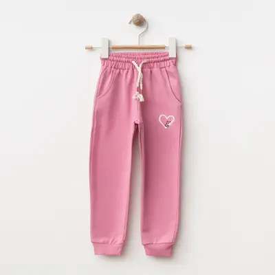 Winimo Kız Çocuk Eşofman Altı Kalpli Kedi Baskılı Pembe - 5