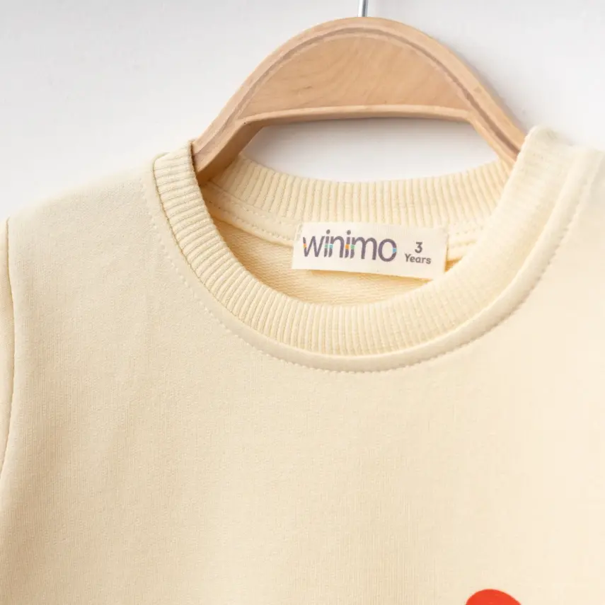 Winimo Kız Çocuk Sweatshirt Kalp Baskılı Bej - 3
