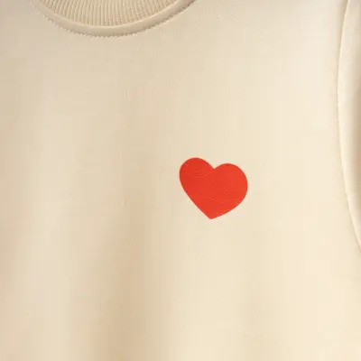 Winimo Kız Çocuk Sweatshirt Kalp Baskılı Bej - 5