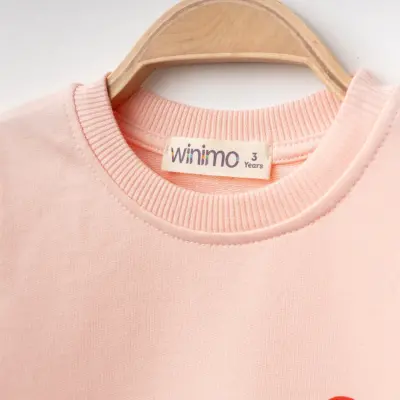 Winimo Kız Çocuk Sweatshirt Kalp Baskılı Pudra - 3