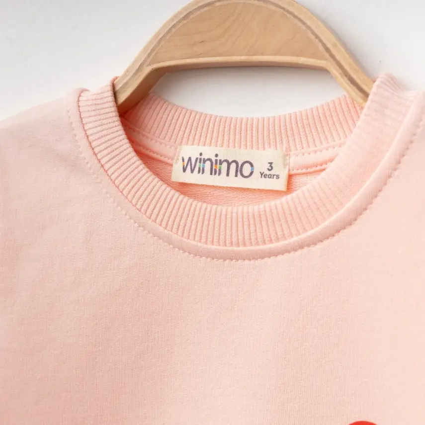 Winimo Kız Çocuk Sweatshirt Kalp Baskılı Pudra - 3