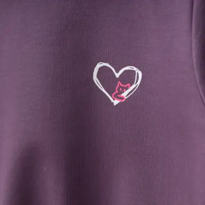Winimo Kız Çocuk Sweatshirt Kalpli Kedi Baskılı  Mor - 3