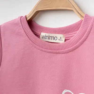 Winimo Kız Çocuk Sweatshirt Kalpli Kedi Baskılı  Pembe - 2