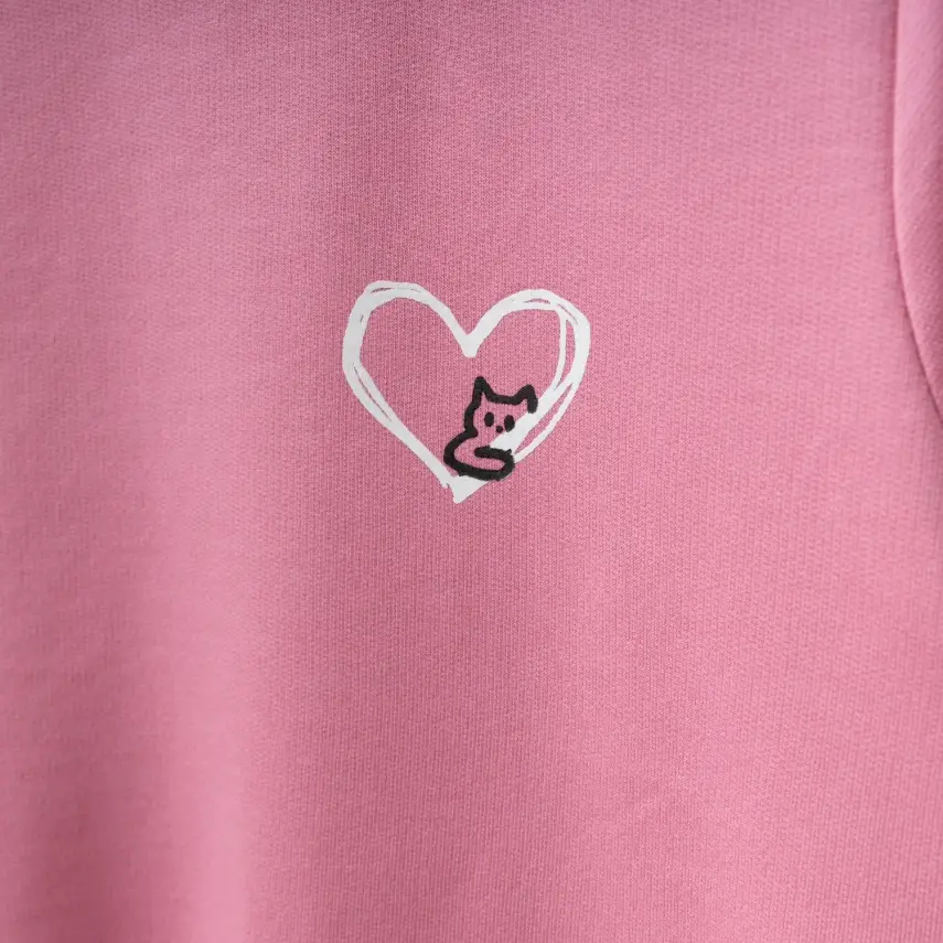 Winimo Kız Çocuk Sweatshirt Kalpli Kedi Baskılı  Pembe - 6