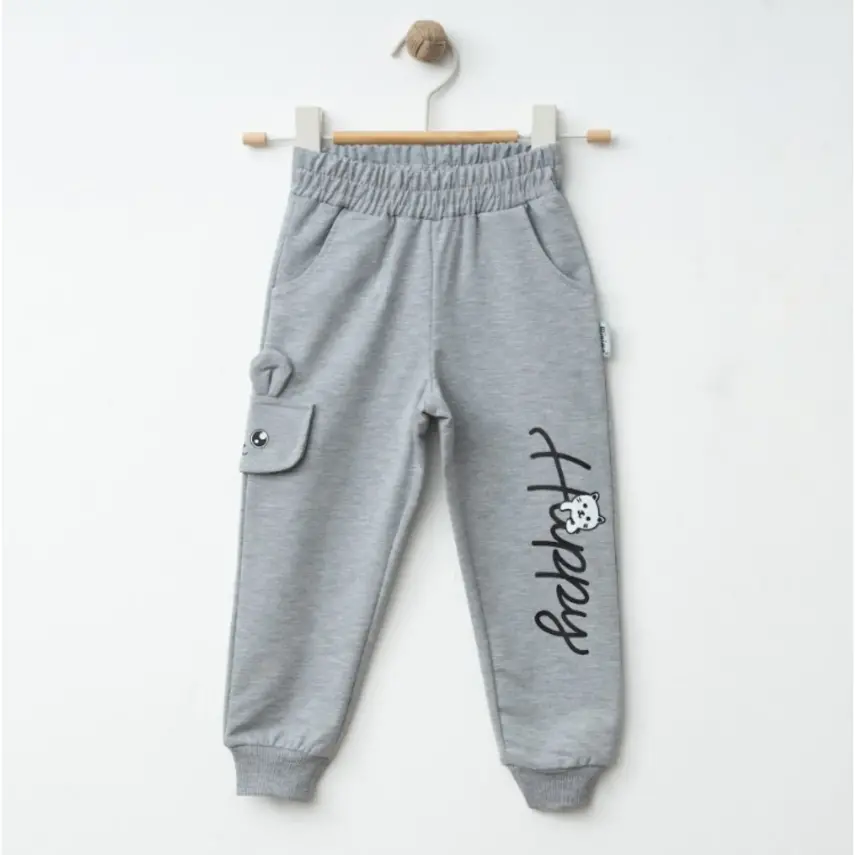 Winimo Kız Eşofman Altı Happy Baskılı Gri - 1