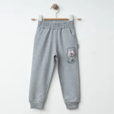 Winimo Kız Eşofman Altı Kedi Aksesuarlı Gri