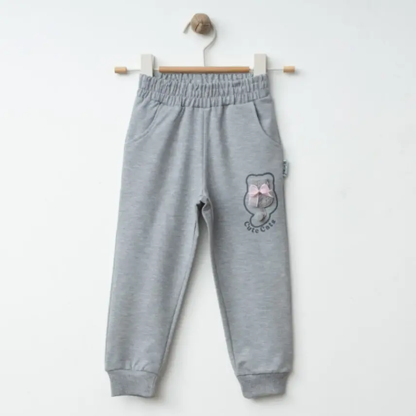 Winimo Kız Eşofman Altı Kedi Aksesuarlı Gri - 1