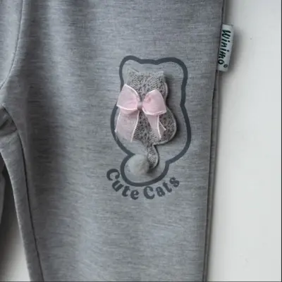 Winimo Kız Eşofman Altı Kedi Aksesuarlı Gri - 3