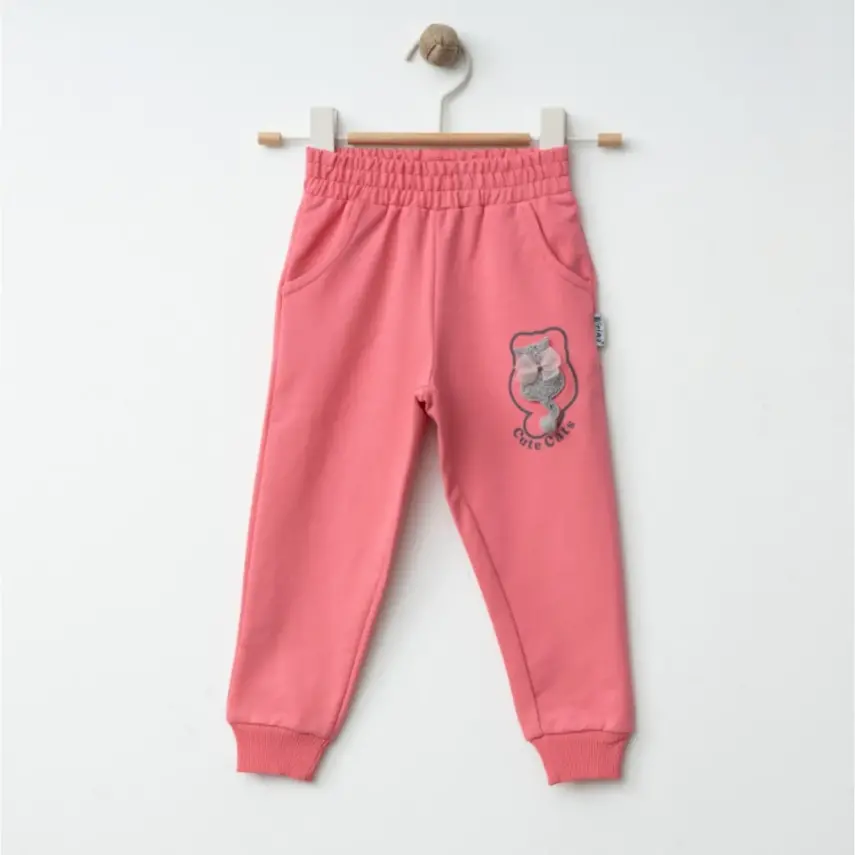 Winimo Kız Eşofman Altı Kedi Aksesuarlı Pembe - 1