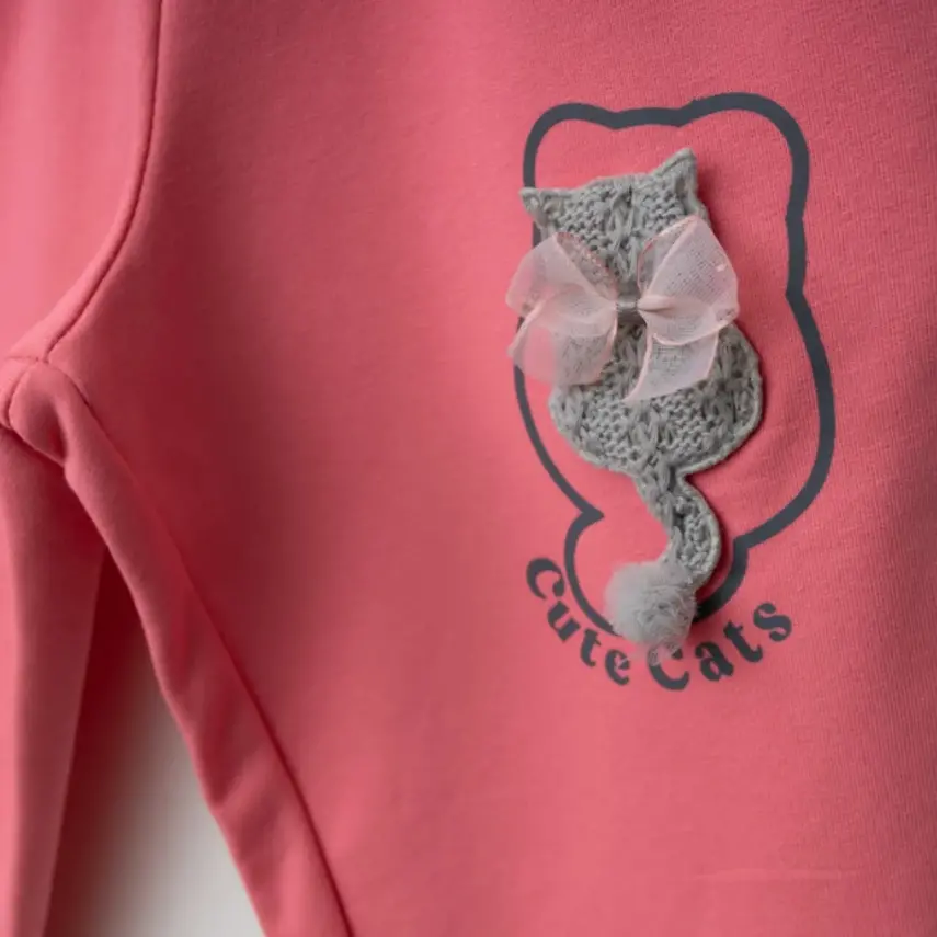 Winimo Kız Eşofman Altı Kedi Aksesuarlı Pembe - 3