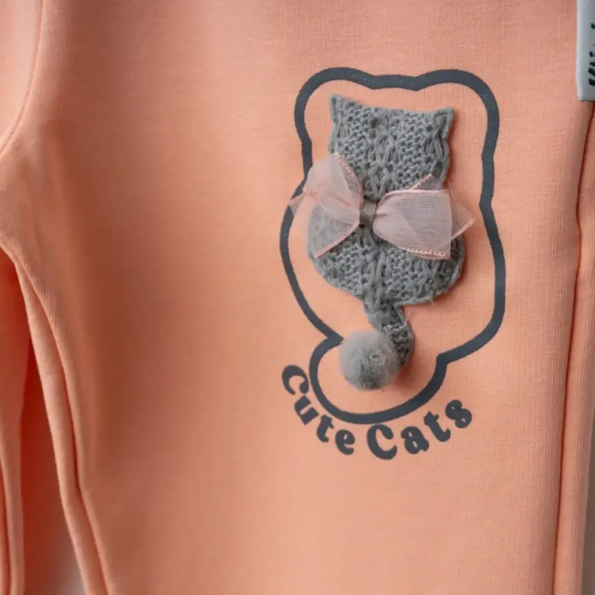 Winimo Kız Eşofman Altı Kedi Aksesuarlı Pudra - 6