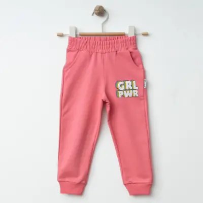 Winimo Kız Eşofman Altı Pwr Girl Baskılı Pembe