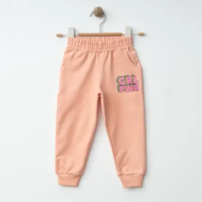 Winimo Kız Eşofman Altı Pwr Girl Baskılı Pudra