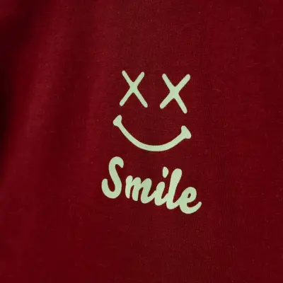 Winimo Smile Baskılı Çocuk T-Shirt Unisex Bordo - 4