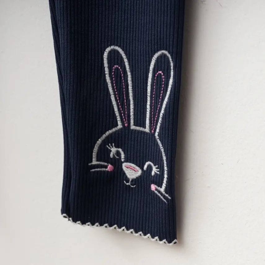 Winimo Tavşan Nakışlı Fitilli Kız Çocuk Tayt Lacivert - 2