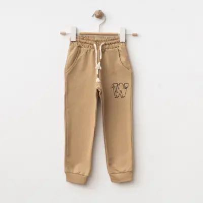 Winimo Unisex Çocuk Eşofman Altı W Baskılı Sütlü Kahve