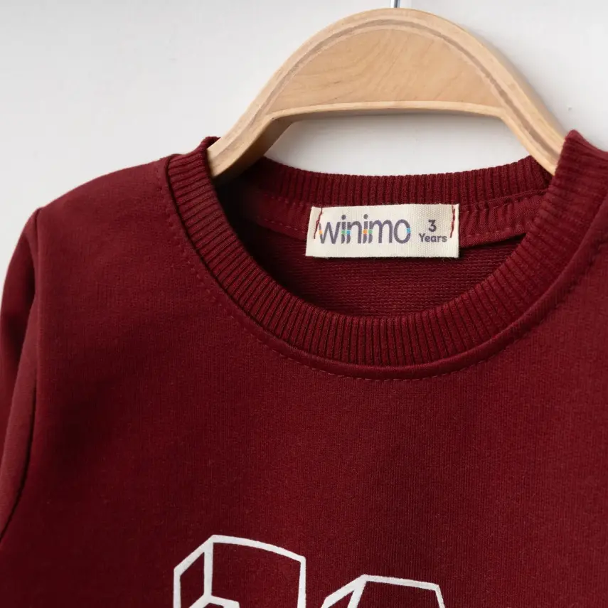 Winimo Unisex Çocuk Sweatshirt W Baskılı Bordo - 2