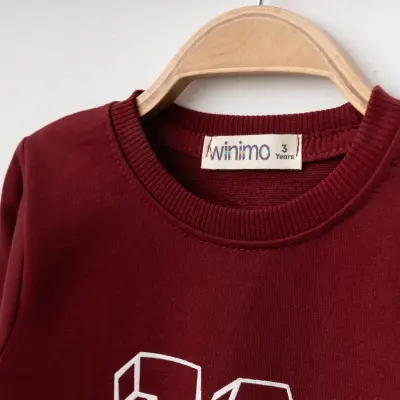 Winimo Unisex Çocuk Sweatshirt W Baskılı Bordo - 4