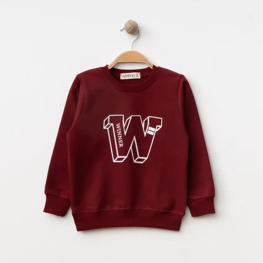 Winimo Unisex Çocuk Sweatshirt W Baskılı Bordo - 1