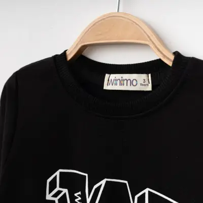 Winimo Unisex Çocuk Sweatshirt W Baskılı Siyah - 2